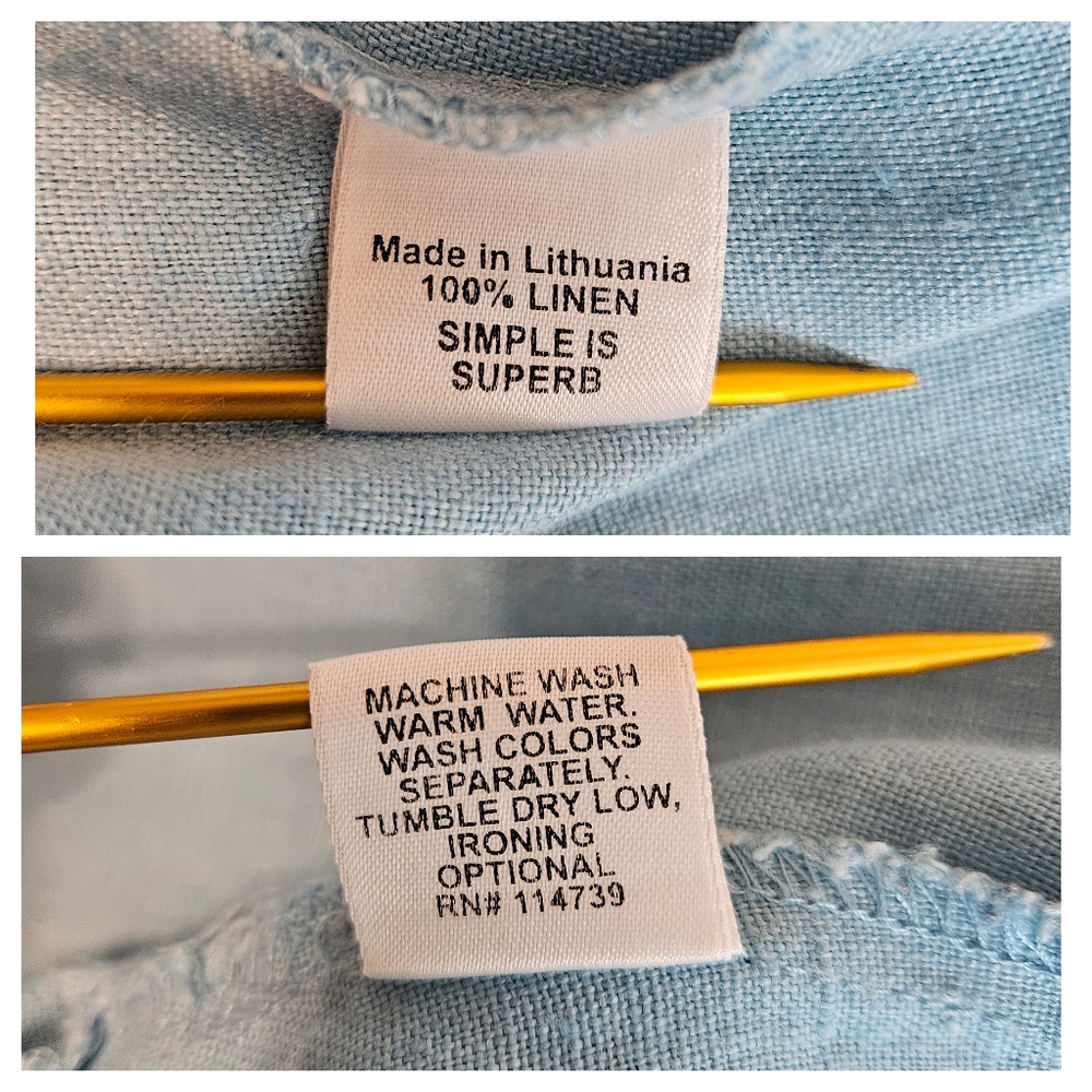FLAX Linen Blue Sleeveless Tunic Size S Relaxed Minimalist Coastal Chic Top - Picture 10 of 11